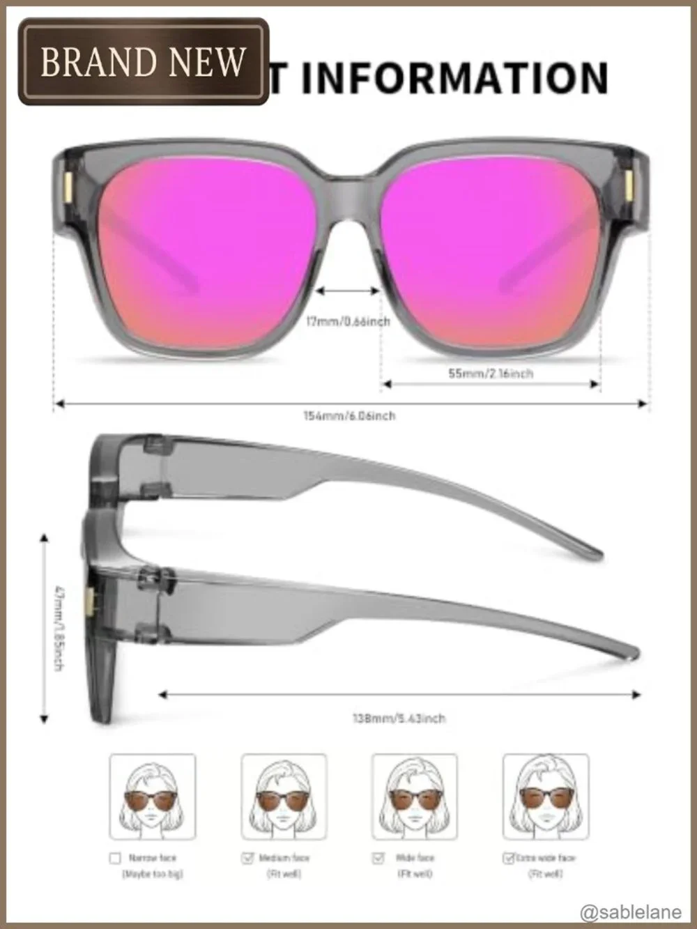 Polarized Fit Over Glasses Sunglasses Square Frame UV400 Unisex